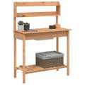 Miniatyrbillede 3 af 11: vidaXL pottebænk med vask 147,5x44x139,5 cm massivt grantræ brun