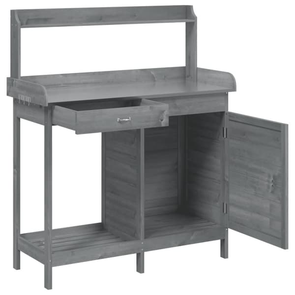 vidaXL Istutuspöytä kaapilla harmaa 110,5x45x124,5 cm täysi kuusi