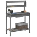 Miniatyrbillede 3 af 11: vidaXL pottebænk med vask 147,5x44x139,5 cm massivt grantræ grå