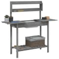 Miniatyrbillede 4 af 11: vidaXL pottebænk med vask 147,5x44x139,5 cm massivt grantræ grå