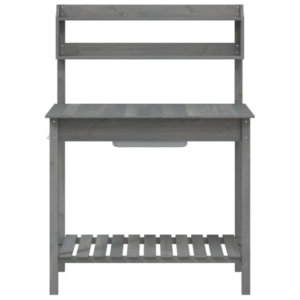 vidaXL pottebænk med vask 147,5x44x139,5 cm massivt grantræ grå
