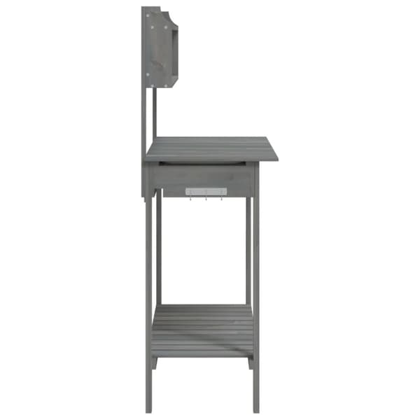 vidaXL pottebænk med vask 147,5x44x139,5 cm massivt grantræ grå