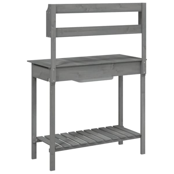 vidaXL pottebænk med vask 147,5x44x139,5 cm massivt grantræ grå