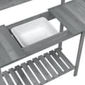Miniatyrbillede 10 af 11: vidaXL pottebænk med vask 147,5x44x139,5 cm massivt grantræ grå