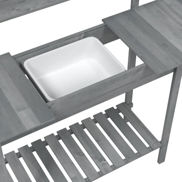 vidaXL pottebænk med vask 147,5x44x139,5 cm massivt grantræ grå