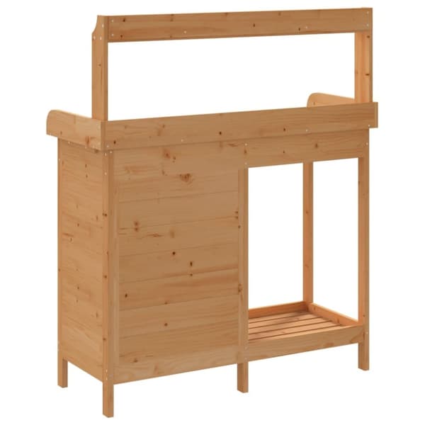 vidaXL Istutuspöytä kaapilla ruskea 110,5x45x124,5 cm täysi kuusi
