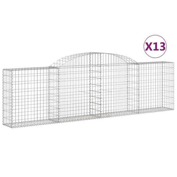 Gabioner bågformade 13 st 300x30x80/100 cm galvaniserat järn