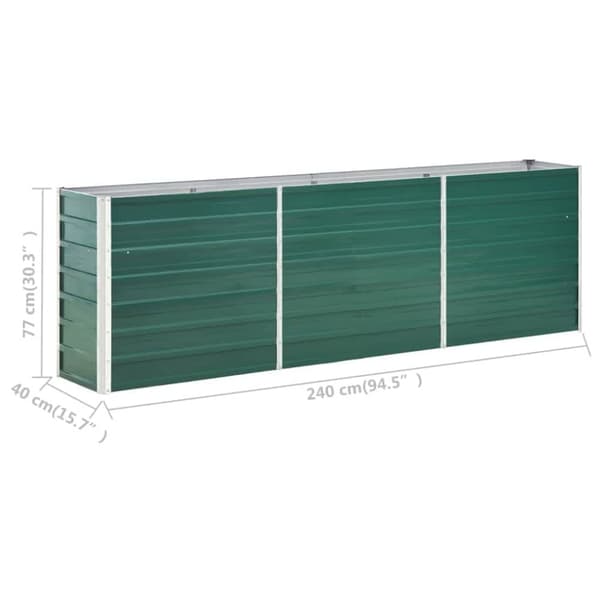 forhøjet plantekasse 240x40x77 cm galvaniseret stål grøn