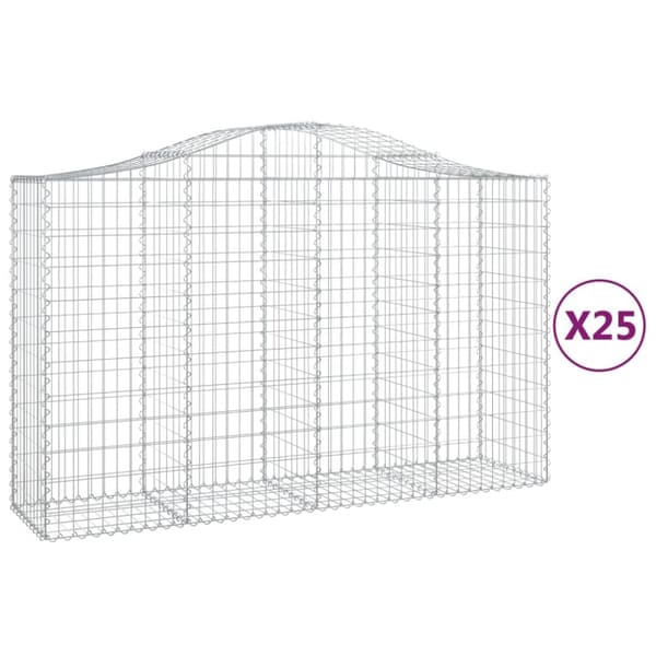 buede gabionkurve 25 stk. 200x50x120/140 cm galvaniseret jern