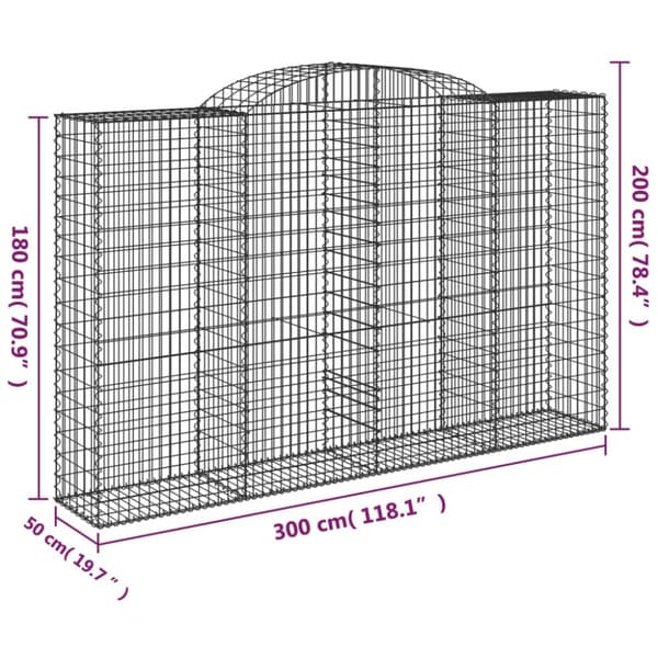 buede gabionkurve 7 stk. 300x50x180/200 cm galvaniseret jern