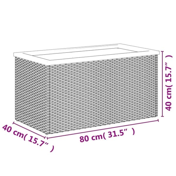 plantekasse 80x40x40 cm polyrattan sort