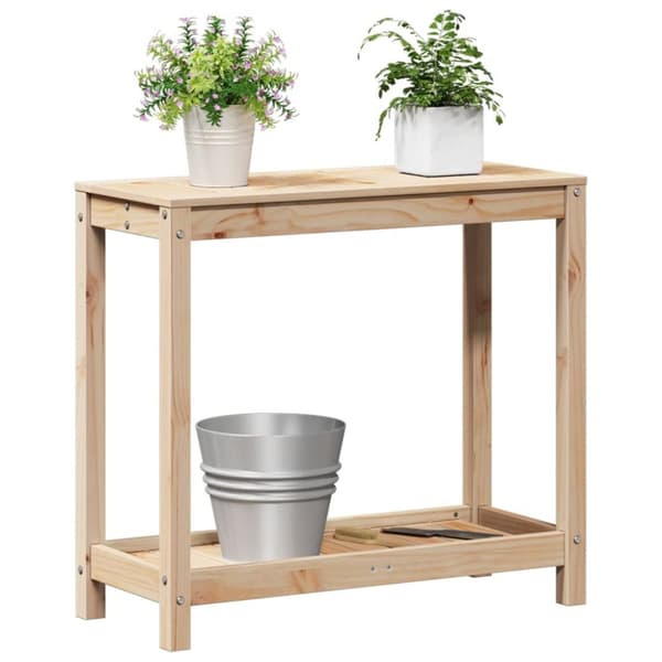 Växtbord med hylla 82,5x35x75 cm massivt furu