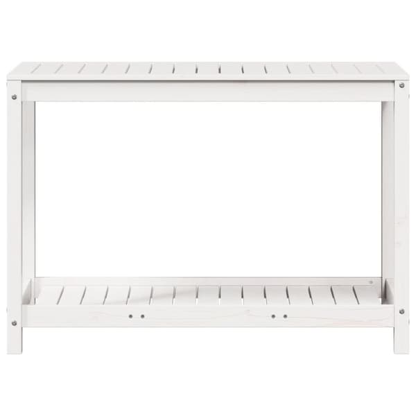 plantebord med hylde 108x50x75 cm massivt fyrretræ hvid