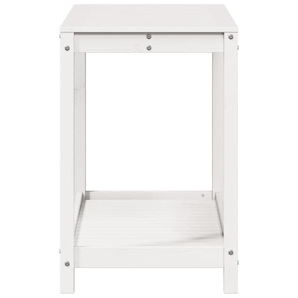 plantebord med hylde 108x50x75 cm massivt fyrretræ hvid