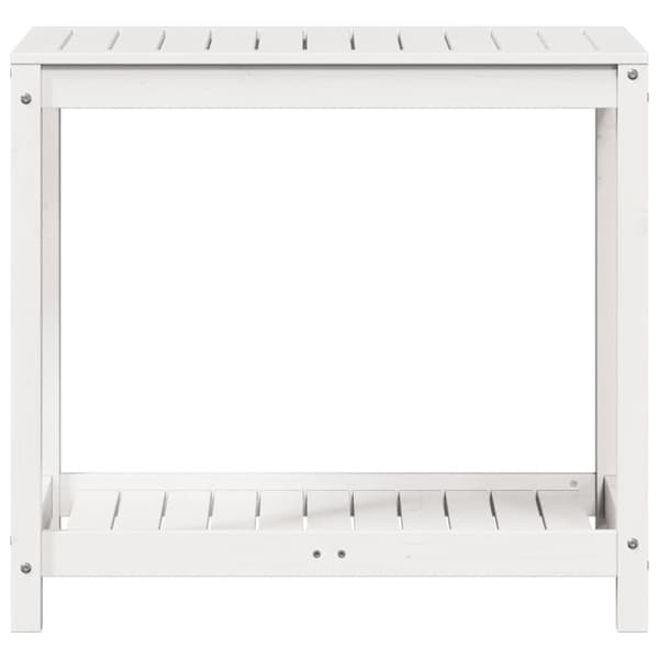 plantebord med hylde 82,5x50x75 cm massivt fyrretræ hvid