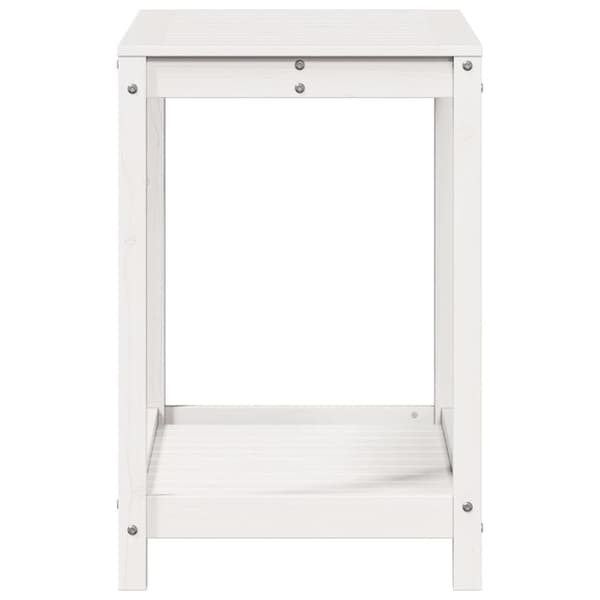 plantebord med hylde 82,5x50x75 cm massivt fyrretræ hvid