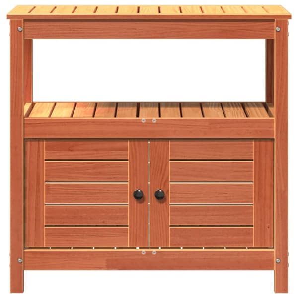 plantebord med hylder 82,5x45x81 cm massivt fyrretræ brun