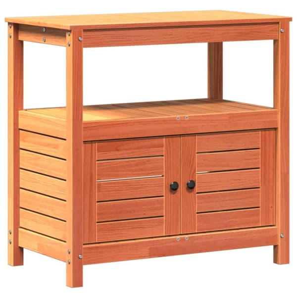plantebord med hylder 82,5x45x81 cm massivt fyrretræ brun