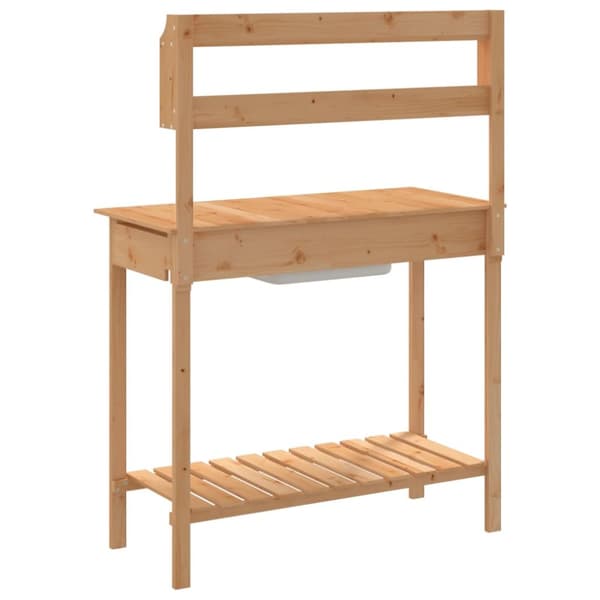 pottebænk med vask 147,5x44x139,5 cm massivt grantræ brun