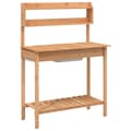 Miniatyrbillede 2 af 10: pottebænk med vask 147,5x44x139,5 cm massivt grantræ brun