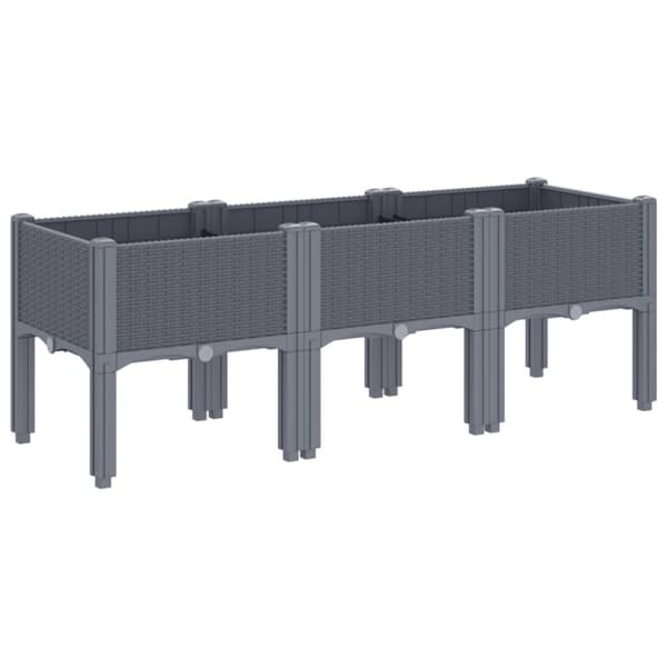 plantekasse med ben 120x40x42 cm PP grå