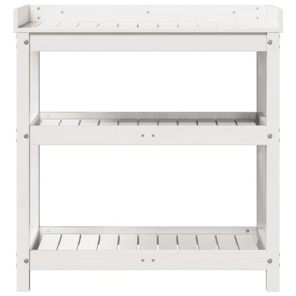 plantebord med hylder 82,5x45x86,5 cm massivt fyrretræ hvid