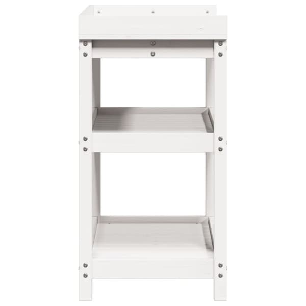 plantebord med hylder 82,5x45x86,5 cm massivt fyrretræ hvid