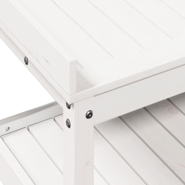 plantebord med hylder 82,5x45x86,5 cm massivt fyrretræ hvid