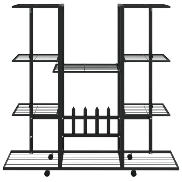 blomsterstativ med hjul 94,5x24,5x91,5 cm jern sort