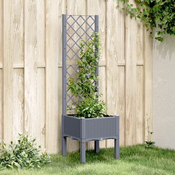 plantekasse med espalier 40x40x142 cm PP grå