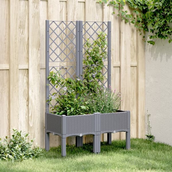 plantekasse med espalier 80x40x142 cm PP grå