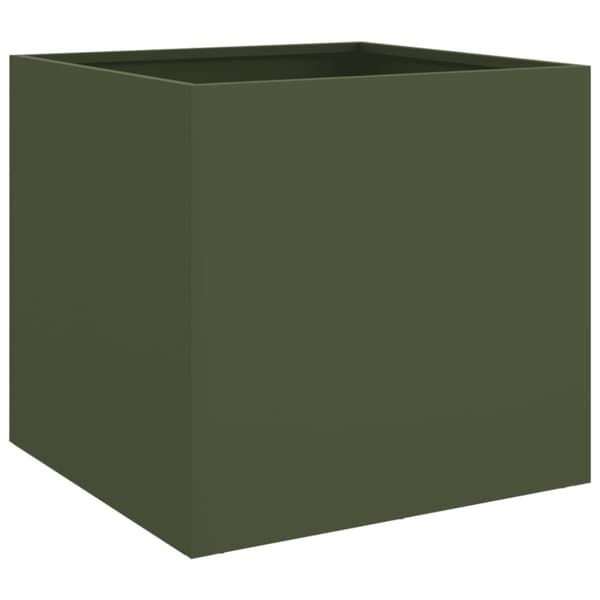 Kukkalaatikot 2 kpl oliivi 49x47x46 cm kylmävalssattu teräs