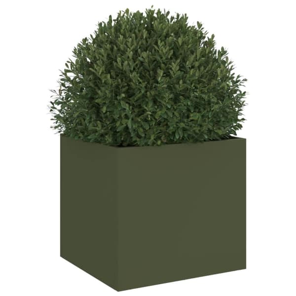 plantekasse 32x30x29 cm koldvalset stål olivengrøn