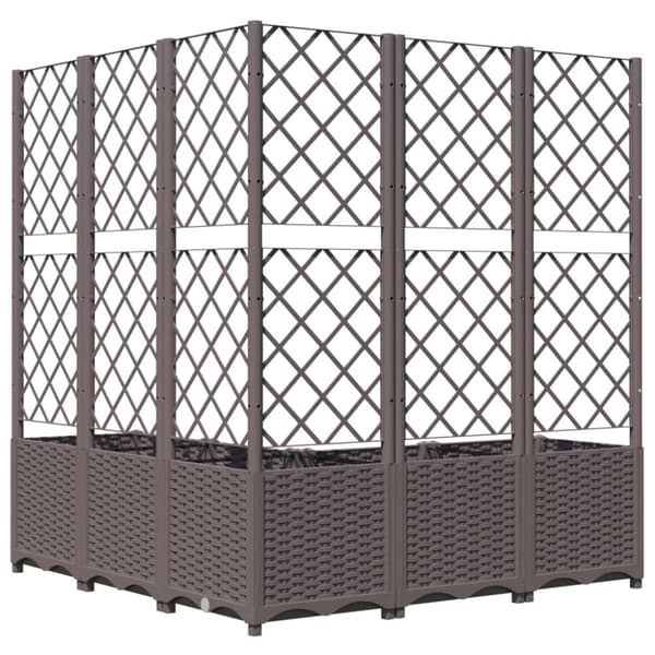 Odlingslåda med spaljé brun 120x120x136 cm PP