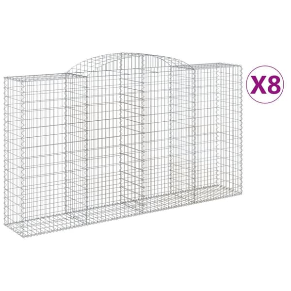 Gabioner bågformade 8 st 300x50x160/180 cm galvaniserat järn