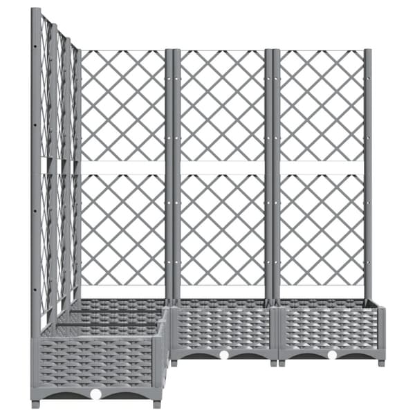plantekasse med espalier 120x120x121,5 cm PP lysegrå