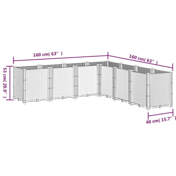 plantekasse 160x160x53 cm PP hvid