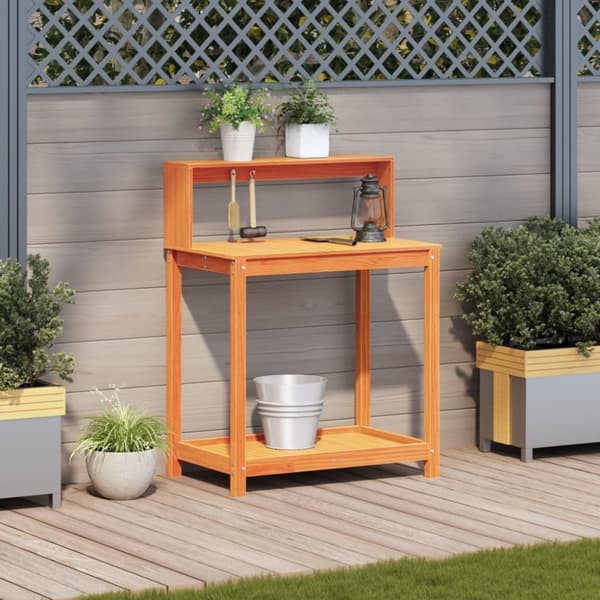 plantebord med hylder 82,5x50x109,5 cm massivt fyrretræ brun