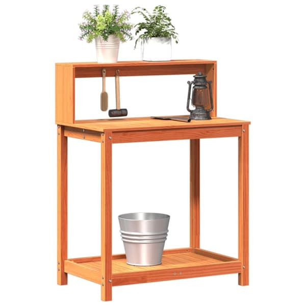 plantebord med hylder 82,5x50x109,5 cm massivt fyrretræ brun
