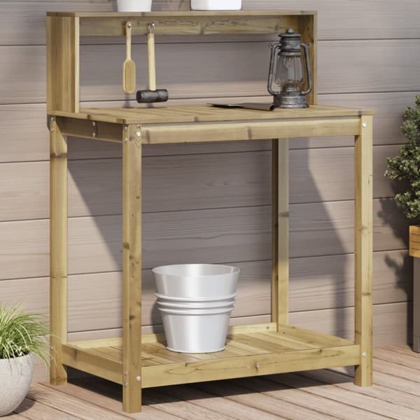 plantebord med hylder 82,5x50x109,5 cm imprægneret fyrretræ