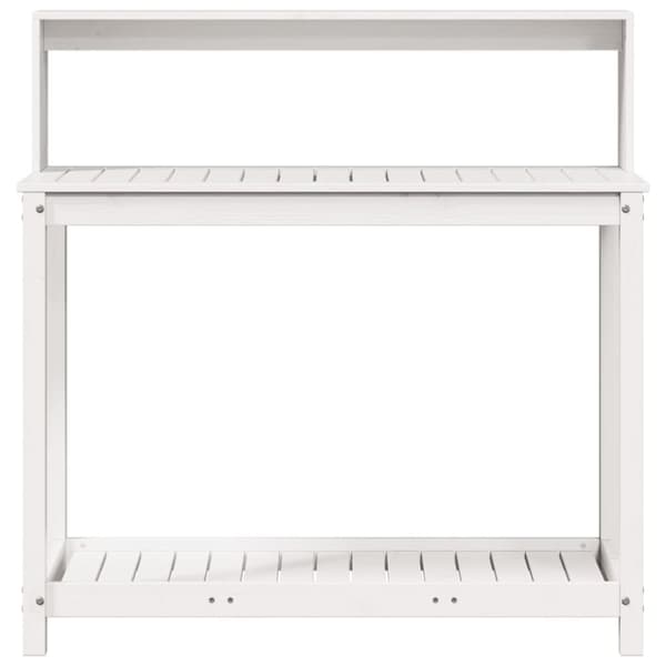 plantebord med hylder 108x50x109,5 cm massivt fyrretræ hvid