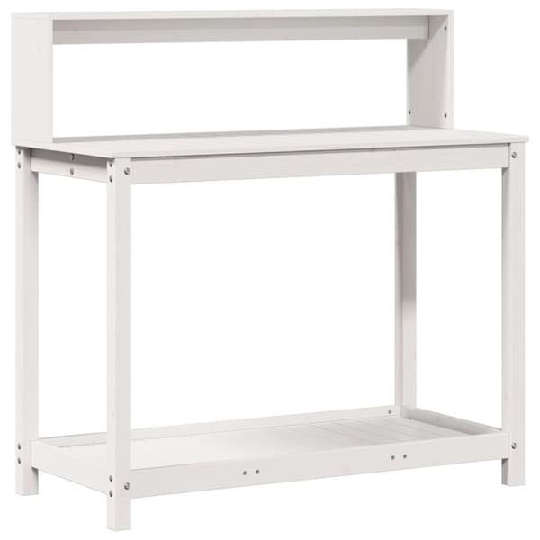 plantebord med hylder 108x50x109,5 cm massivt fyrretræ hvid
