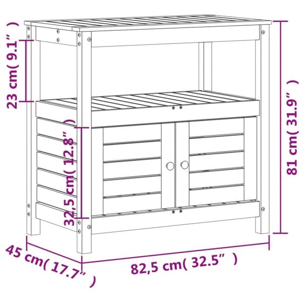 plantebord med hylder 82,5x45x81 cm massivt douglasgran