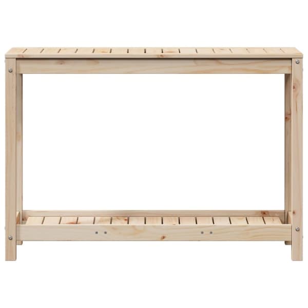 Ruukutuspöytä hyllyllä 108x35x75 cm täysi mänty