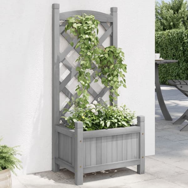 plantekasse med espalier massivt grantræ grå