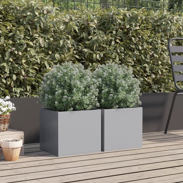plantekasser 2 stk. 32x30x29 cm galvaniseret stål sølvfarvet
