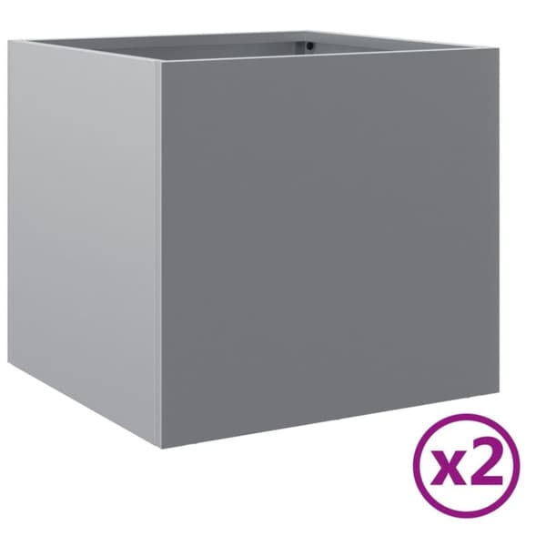 plantekasser 2 stk. 32x30x29 cm galvaniseret stål sølvfarvet