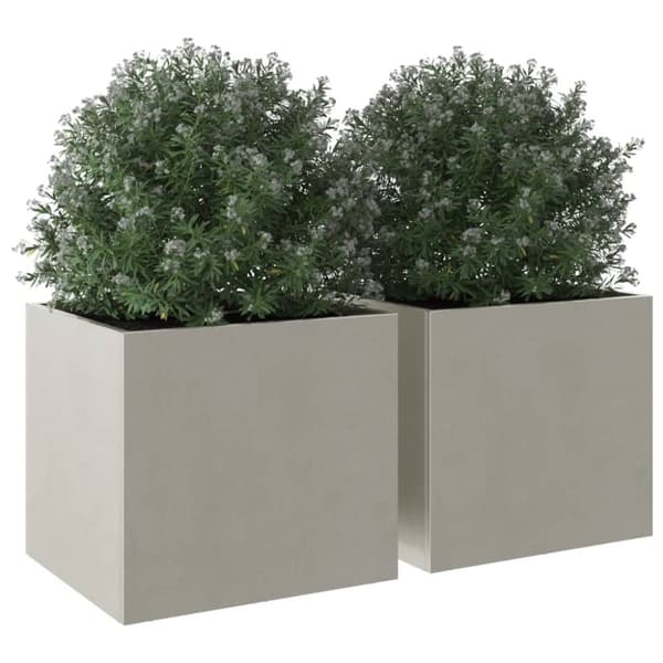 plantekasser 2 stk. 32x30x29 cm rustfrit stål sølvfarvet