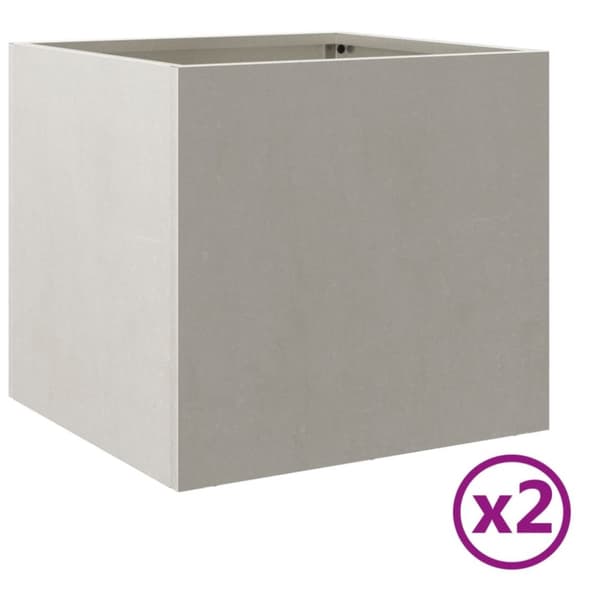 plantekasser 2 stk. 32x30x29 cm rustfrit stål sølvfarvet
