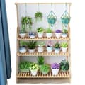 Miniatyrbild 1 av 2: Bambu Blomkruks Hylla, 100cm Höjd, Hopfällbar Design, Med upphängning